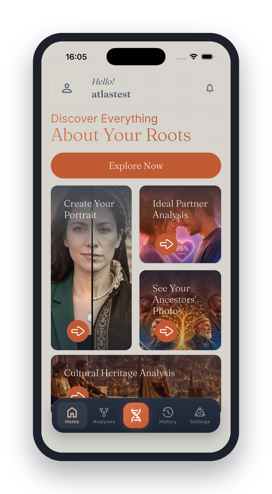 My Ethnicity app home screen